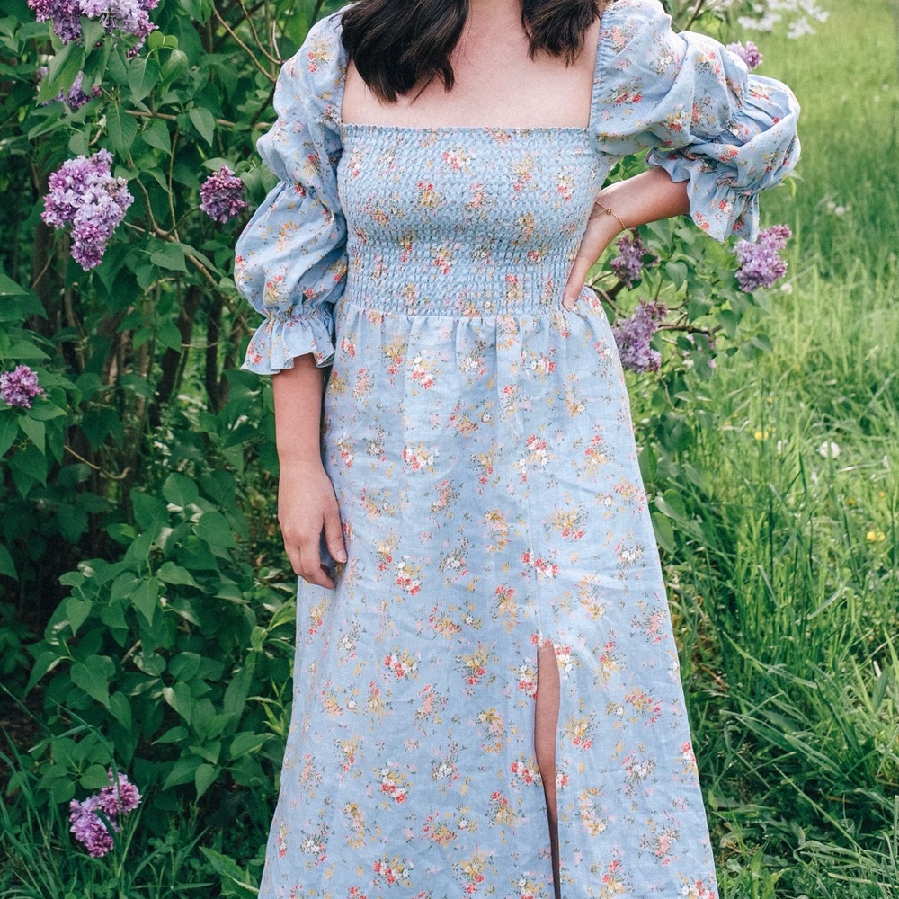 Reformation linen smocked dress
